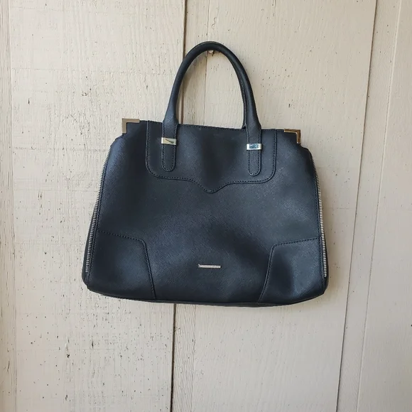 Rebecca Minkoff Leather Regan Bedford Black Gold Amorous Satchel Shoulder Bag - Picture 12 of 12